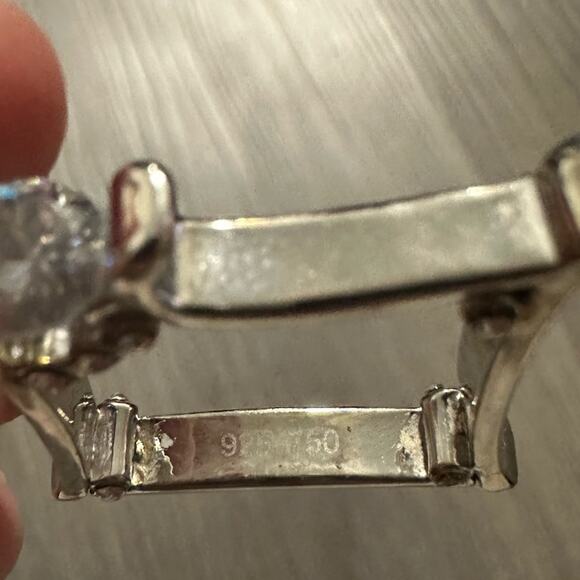 Unique Sterling Silver 18-Karat Gold Square Rhinestone Ring - Picture 4 of 4